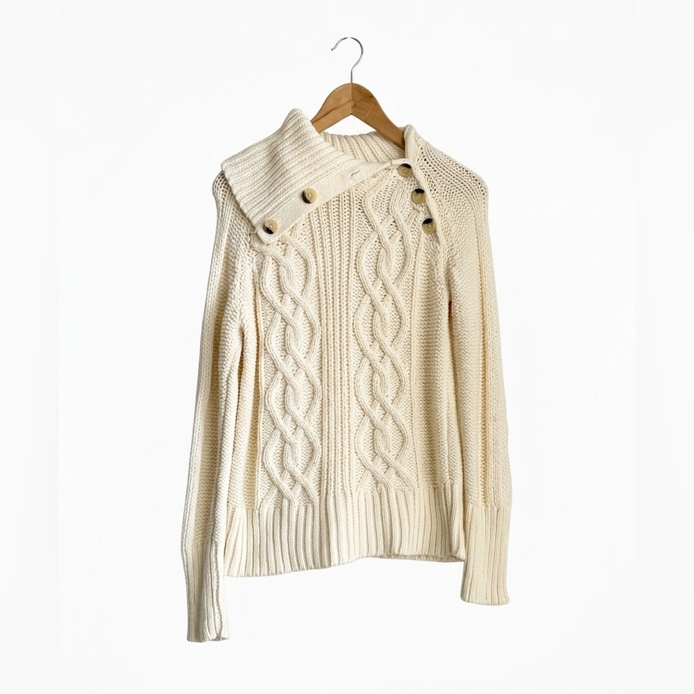 Vintage Falls Creek CableKnit Sweater Cream Fisherman Collared Cozy Cottagecore